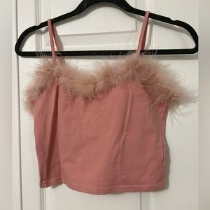 Y2K Feather Lined Pink Top